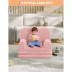 Canapé 2-en-1 pour enfants Canapé confortable Fauteuil long Canapé en mousse souple Cadeau pour garçons et filles