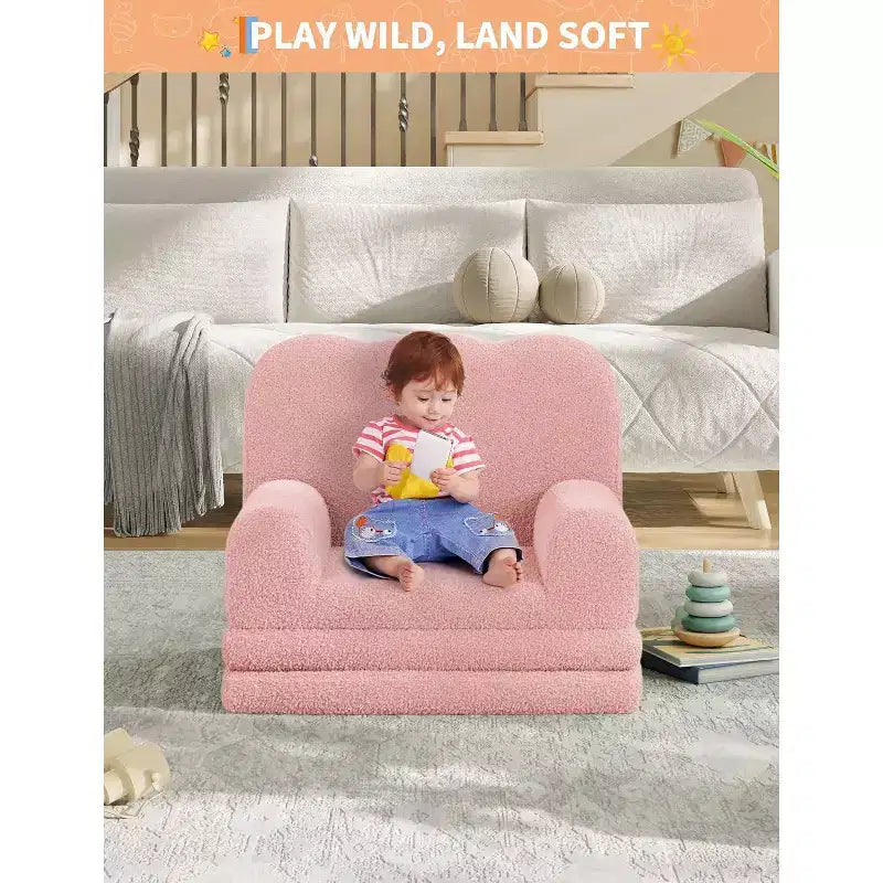 Canapé 2-en-1 pour enfants Canapé confortable Fauteuil long Canapé en mousse souple Cadeau pour garçons et filles