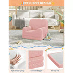 Canapé 2-en-1 pour enfants Canapé confortable Fauteuil long Canapé en mousse souple Cadeau pour garçons et filles