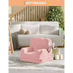 Canapé 2-en-1 pour enfants Canapé confortable Fauteuil long Canapé en mousse souple Cadeau pour garçons et filles