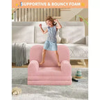 Canapé 2-en-1 pour enfants Canapé confortable Fauteuil long Canapé en mousse souple Cadeau pour garçons et filles