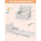 Canapé 2-en-1 pour enfants Canapé confortable Fauteuil long Canapé en mousse souple Cadeau pour garçons et filles