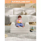 Canapé 2-en-1 pour enfants Canapé confortable Fauteuil long Canapé en mousse souple Cadeau pour garçons et filles