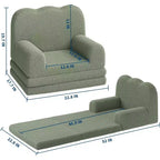 Canapé 2-en-1 pour enfants Canapé confortable Fauteuil long Canapé en mousse souple Cadeau pour garçons et filles