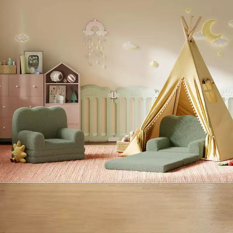 Canapé 2-en-1 pour enfants Canapé confortable Fauteuil long Canapé en mousse souple Cadeau pour garçons et filles