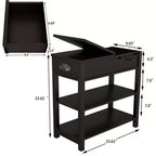 Table d'appoint étroite, conception rabattable avec tiroirs et séparation inférieure, marron