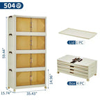 Meuble de rangement empilable à niveaux multiples avec portes et roulettes pour l'organisation de la maison