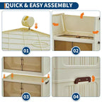 Meuble de rangement empilable à niveaux multiples avec portes et roulettes pour l'organisation de la maison