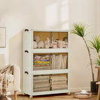COZONY Multi-Tier Stackable Storage Cabinet w/ Doors & Wheels for Home Organization