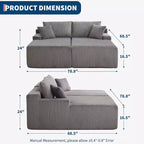 Canapé-lit double nuage en velours côtelé surdimensionné, 79 x 69, avec accoudoirs et 4 oreillers, assise profonde, aucun assemblage requis