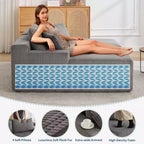 Canapé-lit double nuage en velours côtelé surdimensionné, 79 x 69, avec accoudoirs et 4 oreillers, assise profonde, aucun assemblage requis