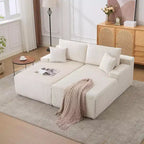 COZONY Oversized Chaise Lounge Chair, 79 x 69 Double Cloud Corduroy Sleeper Sofa with Armrests & 4 Pillows, Deep Seat, No Assembly