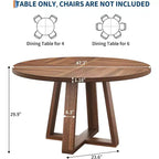 Table à manger ronde de 47 pouces, 4 à 6 places, style ferme avec base en croix en bois, pour salon et salle à manger