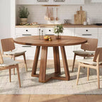 Table à manger ronde de 47 pouces, 4 à 6 places, style ferme avec base en croix en bois, pour salon et salle à manger