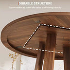 Table à manger ronde de 47 pouces, 4 à 6 places, style ferme avec base en croix en bois, pour salon et salle à manger