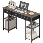 Computer Desk with Fabric Drawers and Shelves Home Office Desk with Adjustable Storage