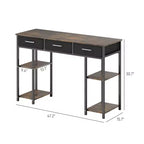 Bureau informatique avec tiroirs en tissu et étagères, bureau de travail avec rangement réglable