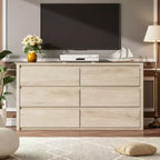 Commode à 6 tiroirs pour chambre à coucher, commode large en bois sans poignée, grande commode de rangement moderne pour salon, couloir, entrée