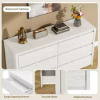 Commode à 6 tiroirs pour chambre à coucher, commode large en bois sans poignée, grande commode de rangement moderne pour salon, couloir, entrée
