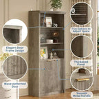 Bibliothèque à 5 niveaux avec armoire de rangement et étagère réglable, étagères de style moderne du milieu du siècle pour le bureau à domicile, le salon
