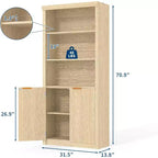 Bibliothèque à 5 niveaux avec armoire de rangement et étagère réglable, étagères de style moderne du milieu du siècle pour le bureau à domicile, le salon