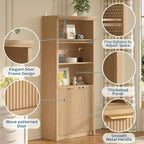 Bibliothèque à 5 niveaux avec armoire de rangement et étagère réglable, étagères de style moderne du milieu du siècle pour le bureau à domicile, le salon