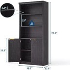 Bibliothèque à 5 niveaux avec armoire de rangement et étagère réglable, étagères de style moderne du milieu du siècle pour le bureau à domicile, le salon