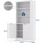 Bibliothèque à 5 niveaux avec armoire de rangement et étagère réglable, étagères de style moderne du milieu du siècle pour le bureau à domicile, le salon