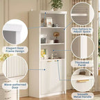 Bibliothèque à 5 niveaux avec armoire de rangement et étagère réglable, étagères de style moderne du milieu du siècle pour le bureau à domicile, le salon