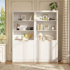 Bibliothèque à 5 niveaux avec armoire de rangement et étagère réglable, étagères de style moderne du milieu du siècle pour le bureau à domicile, le salon