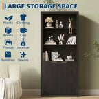 Bibliothèque à 5 niveaux avec armoire de rangement et étagère réglable, étagères de style moderne du milieu du siècle pour le bureau à domicile, le salon