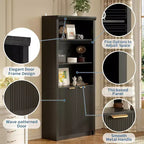 Bibliothèque à 5 niveaux avec armoire de rangement et étagère réglable, étagères de style moderne du milieu du siècle pour le bureau à domicile, le salon