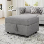 MAYEERTY 26.6 Ottoman Movable Storage Ottoman Footrest for Living Room Bedroom Gray