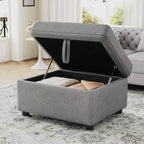 Pouffe de rangement mobile de 67,6 cm pour salon et chambre à coucher, gris