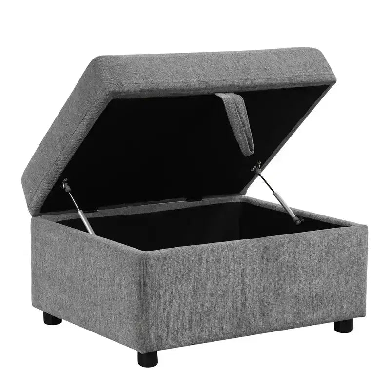 Pouffe de rangement mobile de 67,6 cm pour salon et chambre à coucher, gris