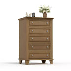 COZONY 48 Tall 5 Drawer Dresser, Brown Wood Dresser with Deep Drawers & Metal Handles for Bedroom Living Room