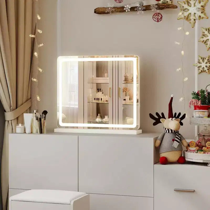 TUYOHW LED Makeup Mirror with Lights,Adjustable 3 Color Modes & Brightness,Touch Control Vanity Mirror with USB Port