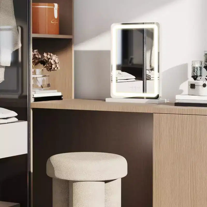Miroir de Maquillage LED Lumineux, 3 Modes de Couleurs et Luminosité Réglables, Miroir de Coiffeuse Tactile avec Port USB