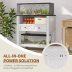 Meuble d'aquarium double couche de 37 pouces, support de 295 kg avec multiprise et tiroirs pour salon