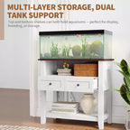 Meuble d'aquarium double couche de 37 pouces, support de 295 kg avec multiprise et tiroirs pour salon
