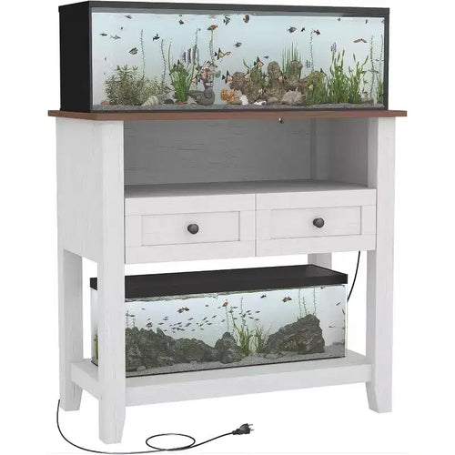Acekool 37 Double-Layer Aquarium Stand,650 lbs Support with Power Strip & Drawers for Living Room