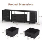 Commode à 10 tiroirs, Meuble TV avec tiroirs en tissu pour TV 75 70 65 pouces, Console TV, Meuble TV avec étagères de rangement ouvertes pour chambre à coucher