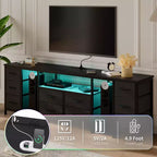 Commode à 10 tiroirs, Meuble TV avec tiroirs en tissu pour TV 75 70 65 pouces, Console TV, Meuble TV avec étagères de rangement ouvertes pour chambre à coucher