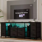 Commode à 10 tiroirs, Meuble TV avec tiroirs en tissu pour TV 75 70 65 pouces, Console TV, Meuble TV avec étagères de rangement ouvertes pour chambre à coucher