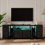 Commode à 10 tiroirs, Meuble TV avec tiroirs en tissu pour TV 75 70 65 pouces, Console TV, Meuble TV avec étagères de rangement ouvertes pour chambre à coucher