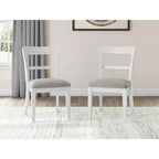 Signature Design by Ashley Chadworth Dining Upholstered Side Chairs, Set of 2, White Wood Frame with Polyester Seats