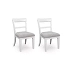 Chaises de salle à manger capitonnées, lot de 2, cadre en bois blanc avec sièges en polyester, style bistrot de ferme