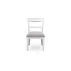 Chaises de salle à manger capitonnées, lot de 2, cadre en bois blanc avec sièges en polyester, style bistrot de ferme