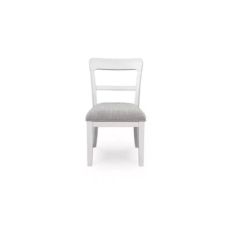 Chaises de salle à manger capitonnées, lot de 2, cadre en bois blanc avec sièges en polyester, style bistrot de ferme