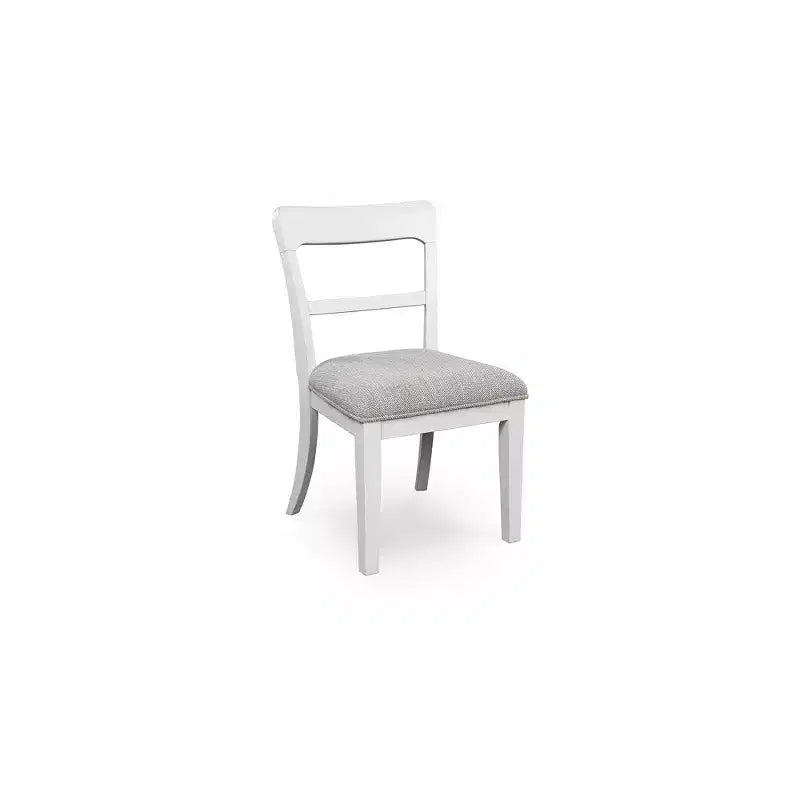Chaises de salle à manger capitonnées, lot de 2, cadre en bois blanc avec sièges en polyester, style bistrot de ferme